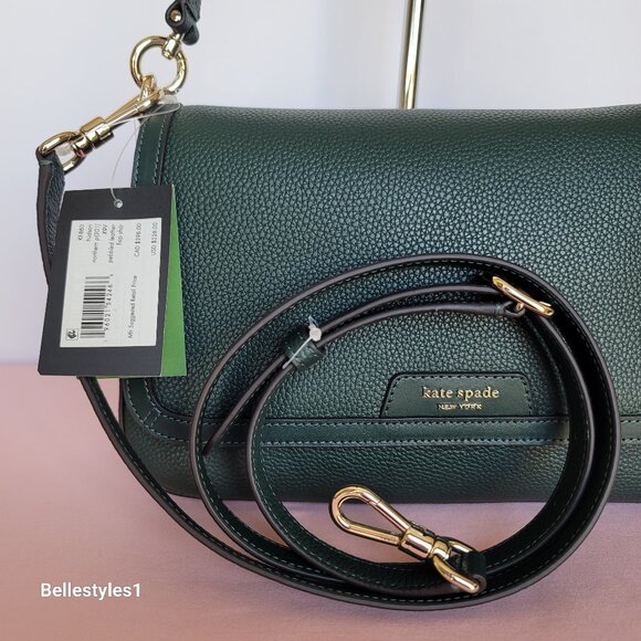 KATE SPADE Hudson Pebbled Leather Medium Flap Convertible Shoulder Bag-Northern⭐ - Picture 16 of 16